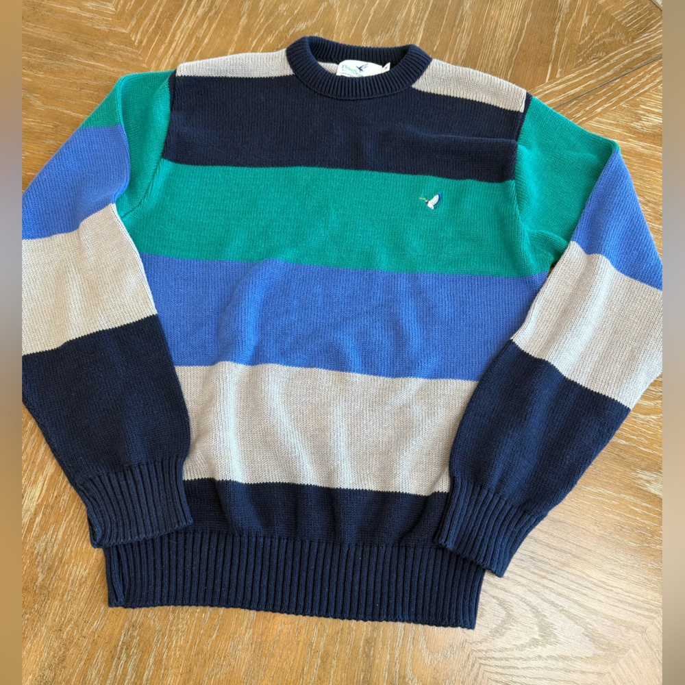 Classic Striped Crewneck Sweater - Navy, Teal, Gray